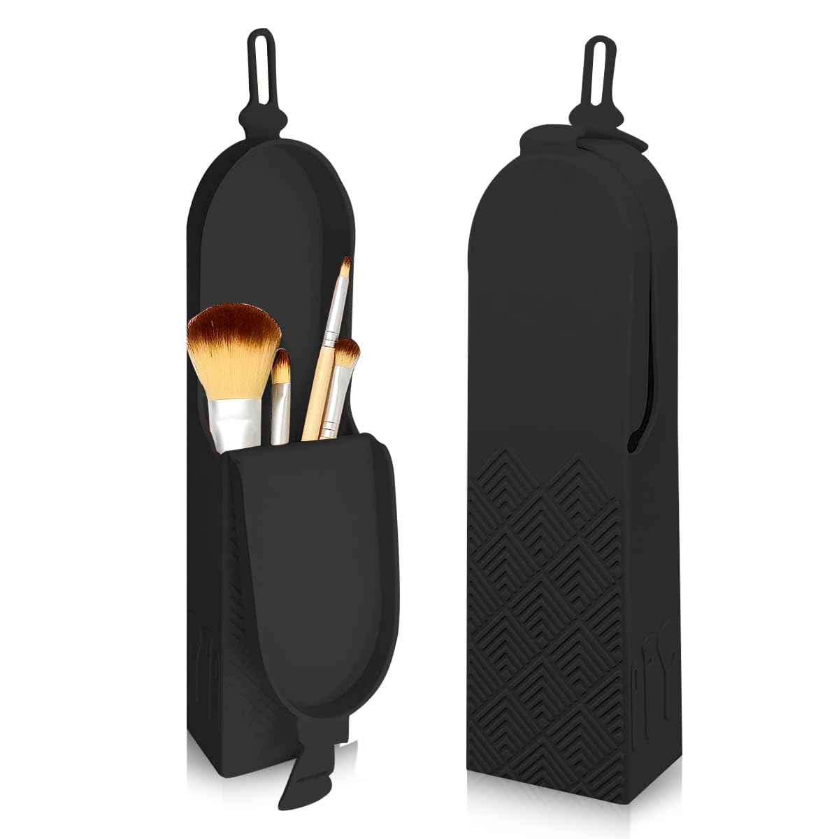 MAYCREATE Silicone Makeup Brush Holder, Large Capacity Makeup Brushes Organizer with Cleaning Bristle, Portable Anti-Fall Out Cosmetic Brush Travel Case MAYCREATE Silicone Makeup Brush Holder, Large Capacity Makeup Brushes Organizer with Cleaning Bristle, Portable Anti-Fall Out Cosmetic Brush Travel Case